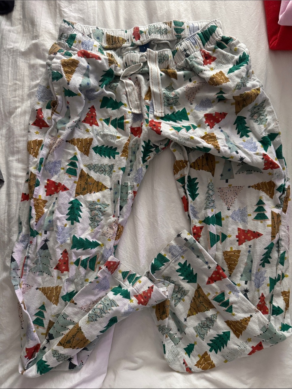 Old navy size small Christmas Tree Print Pajama Pants - White/Green/Red